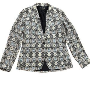 JOSEPH Deauville Printed Silk Blazer Women’s Size 40 (US 8) Luxury $795 Royal